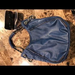 Colorful cobalt blue vegan leather bag